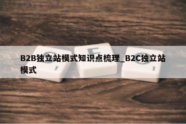 B2B独立站模式知识点梳理_B2C独立站模式