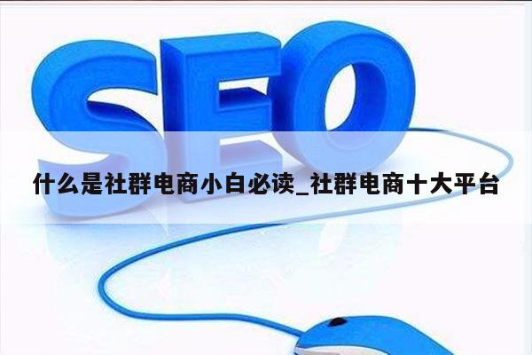 什么是社群电商小白必读_社群电商十大平台