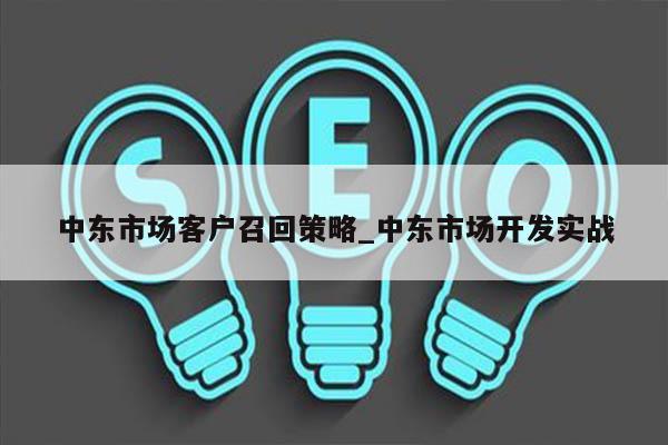 中东市场客户召回策略_中东市场开发实战