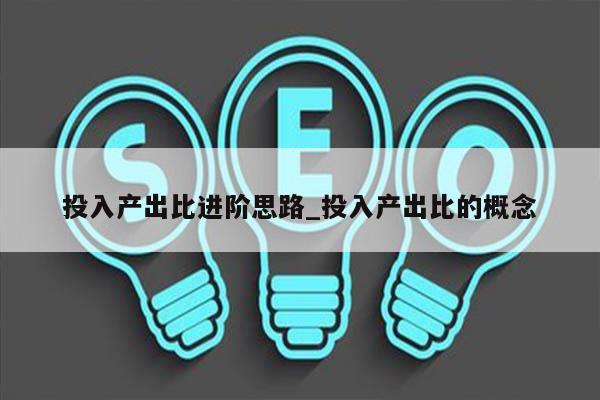 投入产出比进阶思路_投入产出比的概念