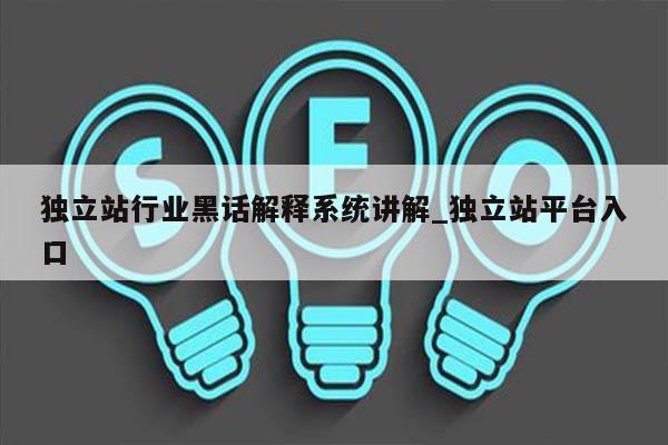 独立站行业黑话解释系统讲解_独立站平台入口