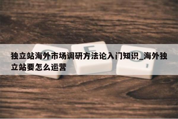 独立站海外市场调研方法论入门知识_海外独立站要怎么运营