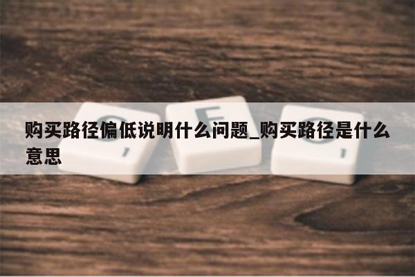 购买路径偏低说明什么问题_购买路径是什么意思