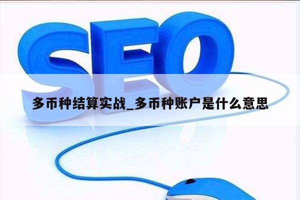 多币种结算实战_多币种账户是什么意思