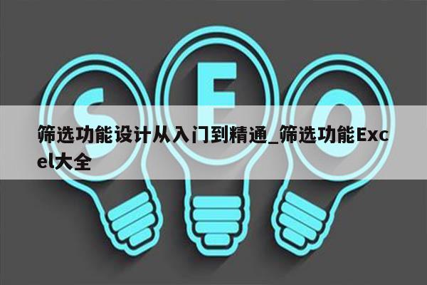 筛选功能设计从入门到精通_筛选功能Excel大全