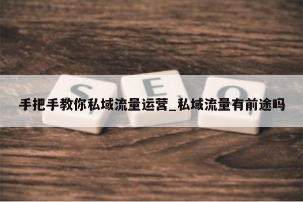 手把手教你私域流量运营_私域流量有前途吗