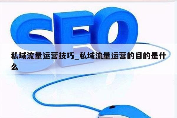 私域流量运营技巧_私域流量运营的目的是什么