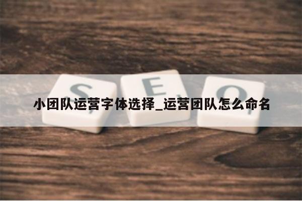 小团队运营字体选择_运营团队怎么命名