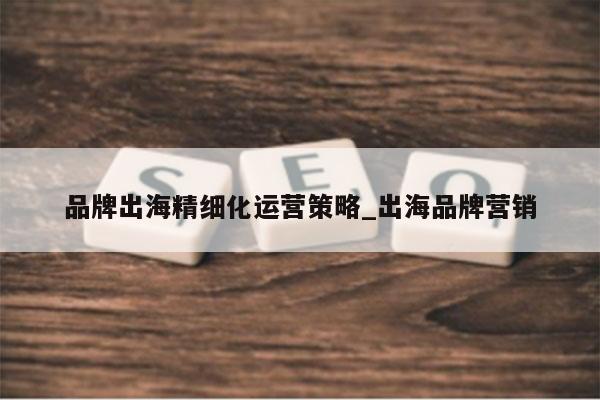 品牌出海精细化运营策略_出海品牌营销