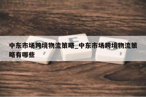 中东市场跨境物流策略_中东市场跨境物流策略有哪些