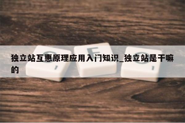独立站互惠原理应用入门知识_独立站是干嘛的