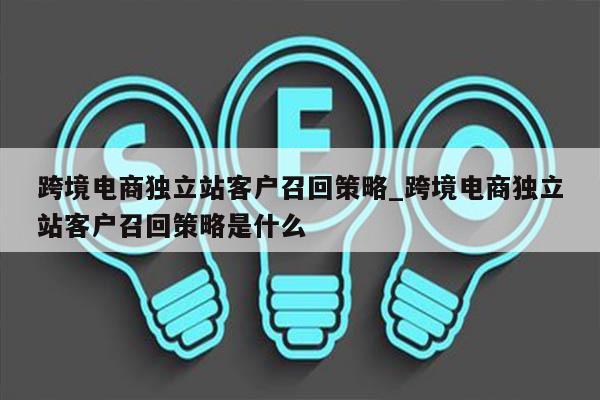 跨境电商独立站客户召回策略_跨境电商独立站客户召回策略是什么