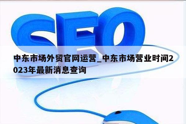 中东市场外贸官网运营_中东市场营业时间2023年最新消息查询