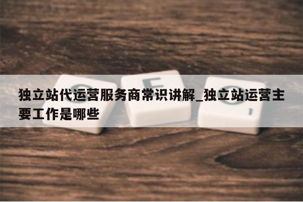 独立站代运营服务商常识讲解_独立站运营主要工作是哪些
