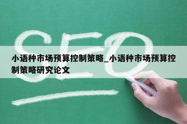 小语种市场预算控制策略_小语种市场预算控制策略研究论文