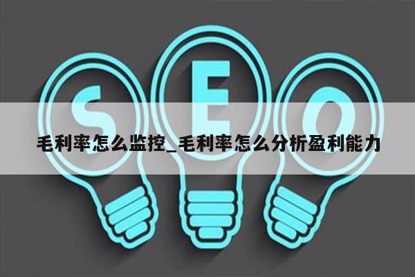 毛利率怎么监控_毛利率怎么分析盈利能力