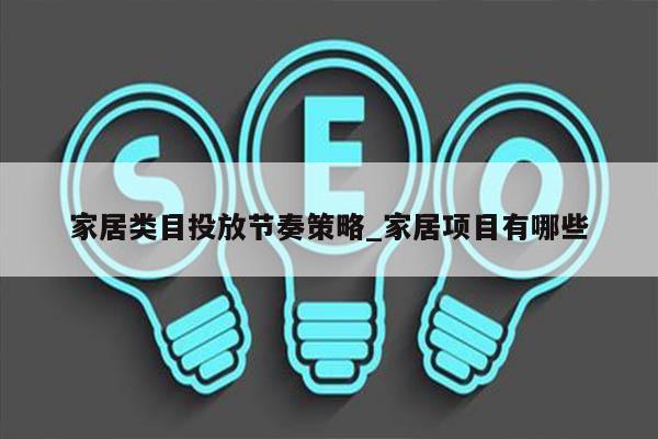 家居类目投放节奏策略_家居项目有哪些