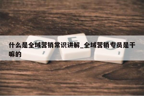 什么是全域营销常识讲解_全域营销专员是干嘛的