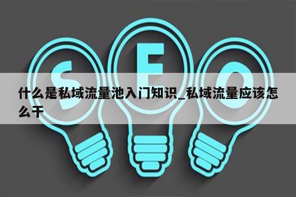 什么是私域流量池入门知识_私域流量应该怎么干