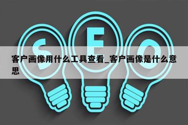 客户画像用什么工具查看_客户画像是什么意思