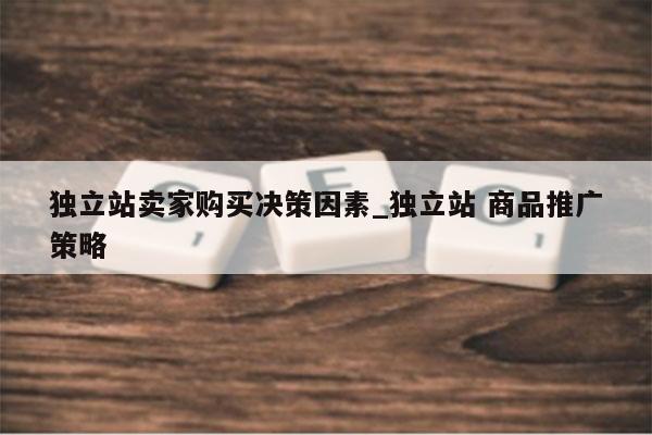 独立站卖家购买决策因素_独立站 商品推广策略