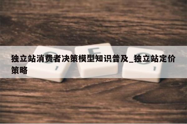 独立站消费者决策模型知识普及_独立站定价策略