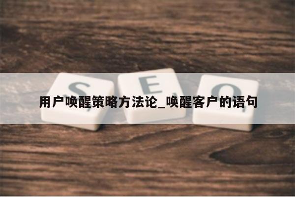 用户唤醒策略方法论_唤醒客户的语句
