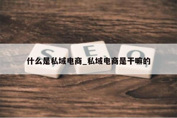 什么是私域电商_私域电商是干嘛的