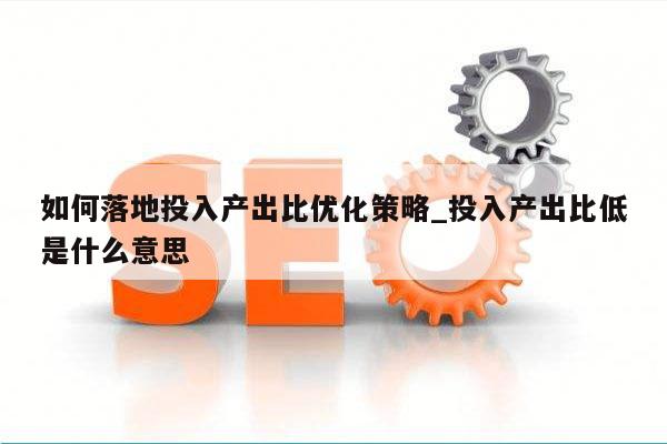 如何落地投入产出比优化策略_投入产出比低是什么意思